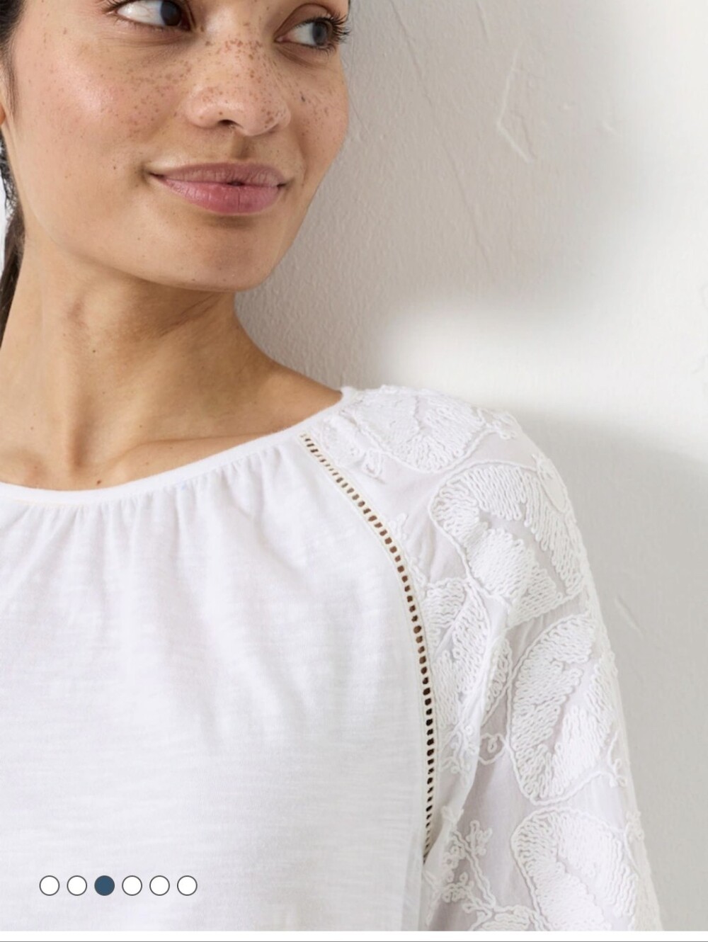 Fatface Ally White Embroidered Sleeve Top NWT Size 8 - Picture 3 of 13